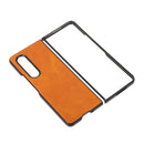 For Samsung Galaxy Z Fold4 Two-color Calf Texture Shockproof Phone Case(Brown)