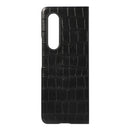 For Samsung Galaxy Z Fold4 Crocodile Texture Genuine Leather Phone Case(Black)