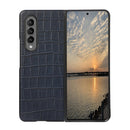 For Samsung Galaxy Z Fold4 Crocodile Texture Genuine Leather Phone Case(Blue)