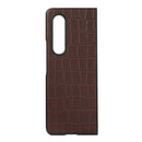 For Samsung Galaxy Z Fold4 Crocodile Texture Genuine Leather Phone Case(Brown)