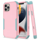 Commuter Shockproof TPU + PC Phone Case For iPhone 14 (Pink+Grey Green)