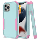 Commuter Shockproof TPU + PC Phone Case For iPhone 14 (Grey Green+Pink)
