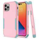Commuter Shockproof TPU + PC Phone Case For iPhone 14 Pro Max (Pink+Grey Green)