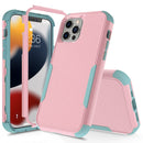 Commuter Shockproof TPU + PC Phone Case For iPhone 14 Pro Max (Pink+Grey Green)