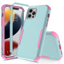 Commuter Shockproof TPU + PC Phone Case For iPhone 14 Pro Max (Grey Green+Pink)