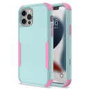 Commuter Shockproof TPU + PC Phone Case For iPhone 14 Pro Max (Grey Green+Pink)