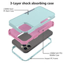 Commuter Shockproof TPU + PC Phone Case For iPhone 14 Pro Max (Grey Green+Pink)