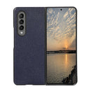 For Samsung Galaxy Z Fold4 Genuine Leather Lychee Texture Phone Case(Blue)