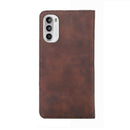 For Motorola Moto G52 4G/G82 5G Skin Feel Magnetic Horizontal Flip Leather Phone Case(Dark Brown)