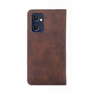 For OPPO Reno7 5G Global Skin Feel Magnetic Horizontal Flip Leather Phone Case(Dark Brown)