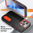 3 in 1 Rugged Holder Phone Case For iPhone 14 (Black + Orange)
