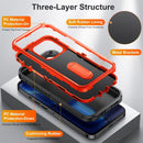 3 in 1 Rugged Holder Phone Case For iPhone 14 (Black + Orange)