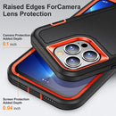 3 in 1 Rugged Holder Phone Case For iPhone 14 (Black + Orange)