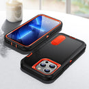3 in 1 Rugged Holder Phone Case For iPhone 14 (Black + Orange)