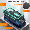 3 in 1 Rugged Holder Phone Case For iPhone 14 (Dark Blue+Light Blue)
