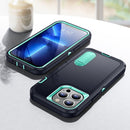 3 in 1 Rugged Holder Phone Case For iPhone 14 (Dark Blue+Light Blue)