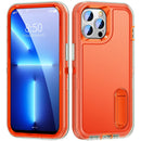 3 in 1 Rugged Holder Phone Case For iPhone 14 (Transparent + Orange)