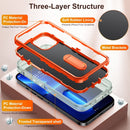 3 in 1 Rugged Holder Phone Case For iPhone 14 (Transparent + Orange)