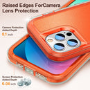 3 in 1 Rugged Holder Phone Case For iPhone 14 (Transparent + Orange)