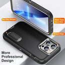3 in 1 Rugged Holder Phone Case For iPhone 14 Max (Black + Black)