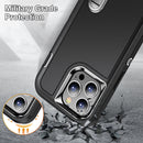 3 in 1 Rugged Holder Phone Case For iPhone 14 Max (Black + Black)