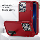 3 in 1 Rugged Holder Phone Case For iPhone 14 Max (Red + Black)