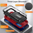 3 in 1 Rugged Holder Phone Case For iPhone 14 Max (Red + Black)