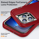 3 in 1 Rugged Holder Phone Case For iPhone 14 Max (Red + Black)