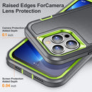3 in 1 Rugged Holder Phone Case For iPhone 14 Max (Grey + Green)