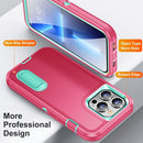For iPhone 14 Pro 3 in 1 Rugged Holder Phone Case (Pink + Blue)