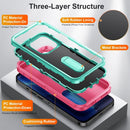 For iPhone 14 Pro 3 in 1 Rugged Holder Phone Case (Pink + Blue)