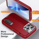 For iPhone 14 Pro 3 in 1 Rugged Holder Phone Case (Red + Black)