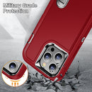 For iPhone 14 Pro 3 in 1 Rugged Holder Phone Case (Red + Black)