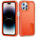 3 in 1 Rugged Holder Phone Case For iPhone 14 Pro (Transparent + Orange)