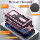 For iPhone 14 Pro 3 in 1 Rugged Holder Phone Case (Purple + Pink)