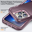 For iPhone 14 Pro 3 in 1 Rugged Holder Phone Case (Purple + Pink)