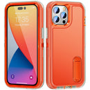 3 in 1 Rugged Holder Phone Case For iPhone 14 Pro Max (Transparent + Orange)