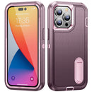 3 in 1 Rugged Holder Phone Case For iPhone 14 Pro Max (Purple + Pink)