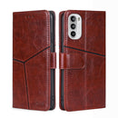 For Motorola Moto G52 4G/G82 5G Geometric Stitching Horizontal Flip Leather Phone Case(Dark Brown)