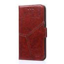 For Motorola Moto G52 4G/G82 5G Geometric Stitching Horizontal Flip Leather Phone Case(Dark Brown)