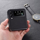 For Samsung Galaxy Z Flip4 5G Genuine Leather Shockproof Phone Case(Black)