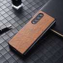 For Samsung Galaxy Z Fold4 5G PU Leather Shockproof Phone Case(Brown)
