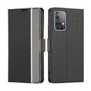 For Samsung Galaxy A52 4G&5G / A52s 5G Twill Texture Side Button Leather Phone Case(Black)