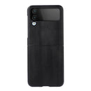 For Samsung Galaxy Z Flip4 Yellow Cow Texture PU Phone Case(Black)