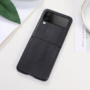 For Samsung Galaxy Z Flip4 Yellow Cow Texture PU Phone Case(Black)