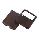 For Samsung Galaxy Z Flip4 Yellow Cow Texture PU Phone Case(Coffee)