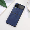 For Samsung Galaxy Z Flip4 Yellow Cow Texture PU Phone Case(Blue)