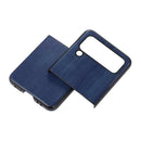 For Samsung Galaxy Z Flip4 Yellow Cow Texture PU Phone Case(Blue)