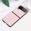 For Samsung Galaxy Z Flip4 Cowhide Texture PU Phone Case(Pink)