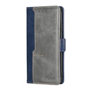 For Motorola Moto G52 4G/G82 5G Contrast Color Side Buckle Leather Phone Case(Blue + Grey)